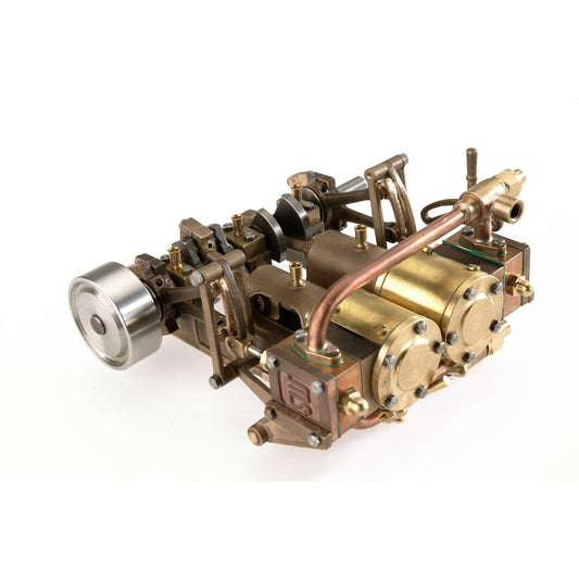 Gem Twin Cylinder Horizontal model Steam Engine Marine flywheel - Reversing for RC Installations